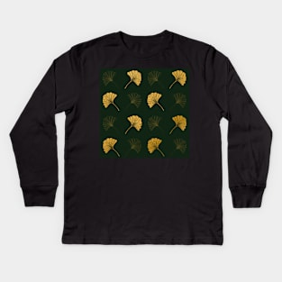 Ginkgo Leaves in Gold and Green Kids Long Sleeve T-Shirt